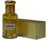 Akarshan fragrance notes in a bottle showcasing vibrant mandarine and sandalwood aromas.