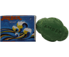 Handmade amber soap next to its packaging, highlighting the unique design and cruelty-free characteristics.