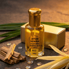 Attar Kewra fragrance bottle with sandalwood and decorative elements, showcasing kewra attar fragrance.