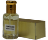 Fantasia fragrance notes in a glass bottle with gold cap and box, made in India.