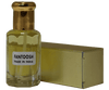 Fantoosh fragrance notes in a stylish glass bottle with gold accents and packaging, made in India.