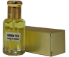 Green Tea fragrance bottle with gold cap and box, showcasing the essence of jasmine and floral notes.
