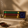 Long incense gift box featuring Jasmine, Rose, and Sandalwood sticks with an incense holder.