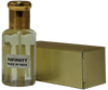 Infinity fragrance for women in a glass bottle with a gold cap and box, made in India.