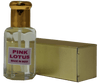 Pink Lotus flower fragrance in a clear bottle with golden top, showcasing its elegant packaging.