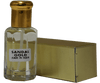 Sandal Gold perfume bottle with gold cap and packaging, showcasing luxury and elegance.